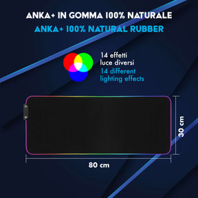 ANKA+ Pro USB Mouse Pad con LED da scrivania [80X30cm]