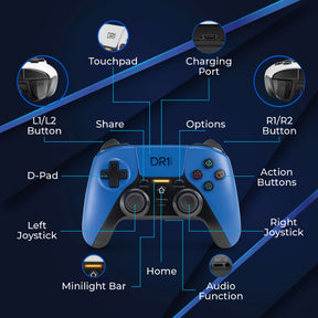 ShockPad II Controller Wireless per PS4/PS4 Pro (PS5), PC/WIN, iOS (BLU)
